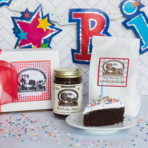 Cake & Hot Fudge Birthday in a Box - Sundaes Best Hot Fudge Sauce